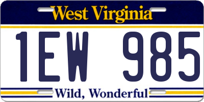 WV license plate 1EW985