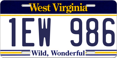 WV license plate 1EW986