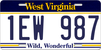 WV license plate 1EW987