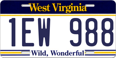 WV license plate 1EW988