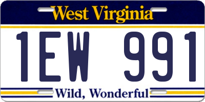WV license plate 1EW991