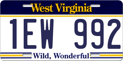 WV license plate 1EW992