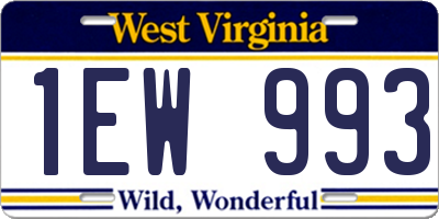 WV license plate 1EW993