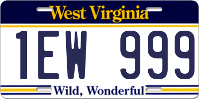 WV license plate 1EW999