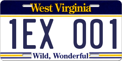 WV license plate 1EX001