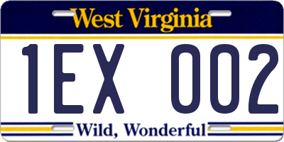 WV license plate 1EX002