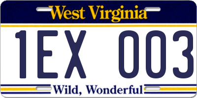 WV license plate 1EX003