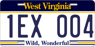 WV license plate 1EX004