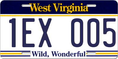 WV license plate 1EX005