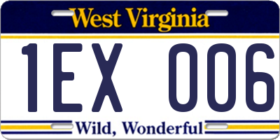 WV license plate 1EX006