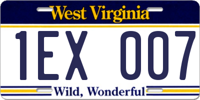 WV license plate 1EX007