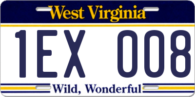 WV license plate 1EX008