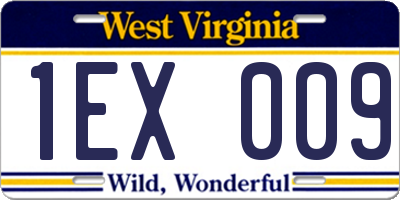 WV license plate 1EX009