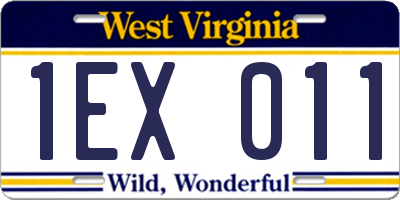 WV license plate 1EX011