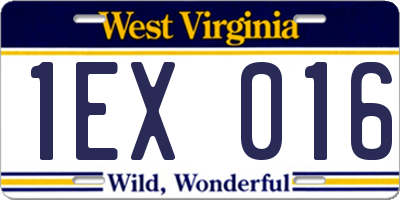 WV license plate 1EX016