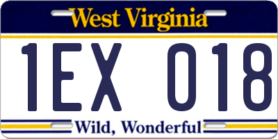 WV license plate 1EX018