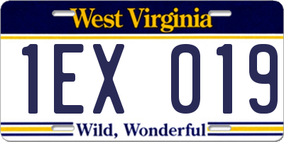 WV license plate 1EX019