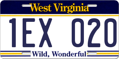 WV license plate 1EX020