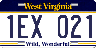WV license plate 1EX021