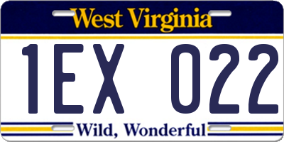 WV license plate 1EX022