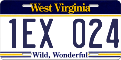 WV license plate 1EX024
