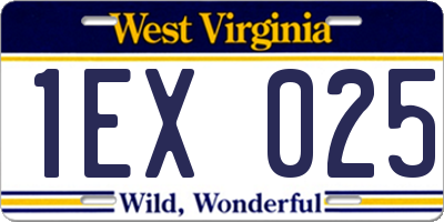 WV license plate 1EX025