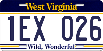 WV license plate 1EX026