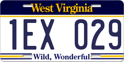 WV license plate 1EX029