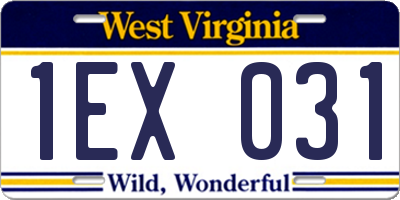 WV license plate 1EX031