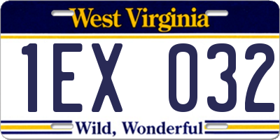 WV license plate 1EX032