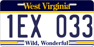 WV license plate 1EX033