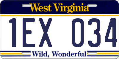 WV license plate 1EX034