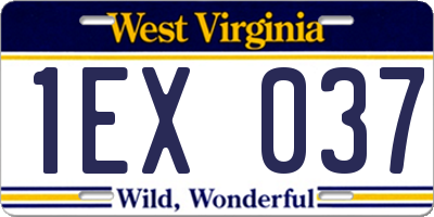 WV license plate 1EX037
