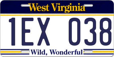 WV license plate 1EX038