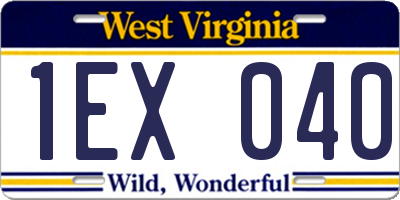 WV license plate 1EX040