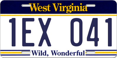 WV license plate 1EX041