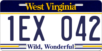 WV license plate 1EX042