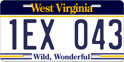 WV license plate 1EX043