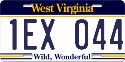 WV license plate 1EX044