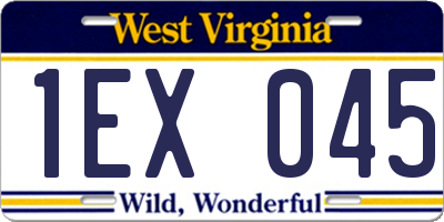 WV license plate 1EX045
