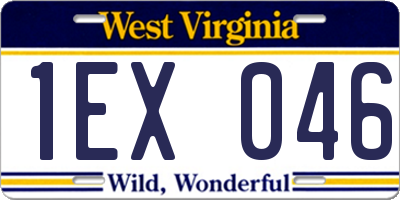 WV license plate 1EX046