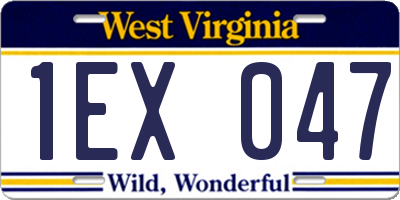 WV license plate 1EX047