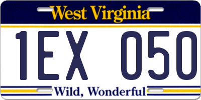 WV license plate 1EX050