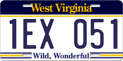WV license plate 1EX051