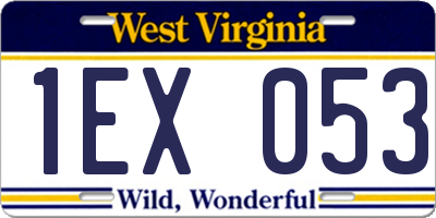 WV license plate 1EX053