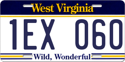 WV license plate 1EX060