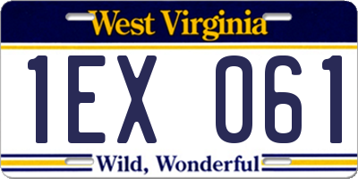 WV license plate 1EX061