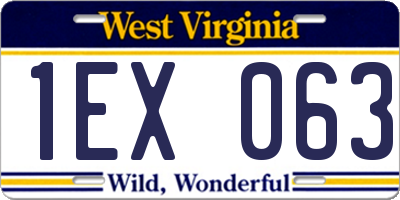 WV license plate 1EX063