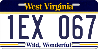WV license plate 1EX067
