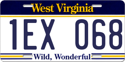 WV license plate 1EX068